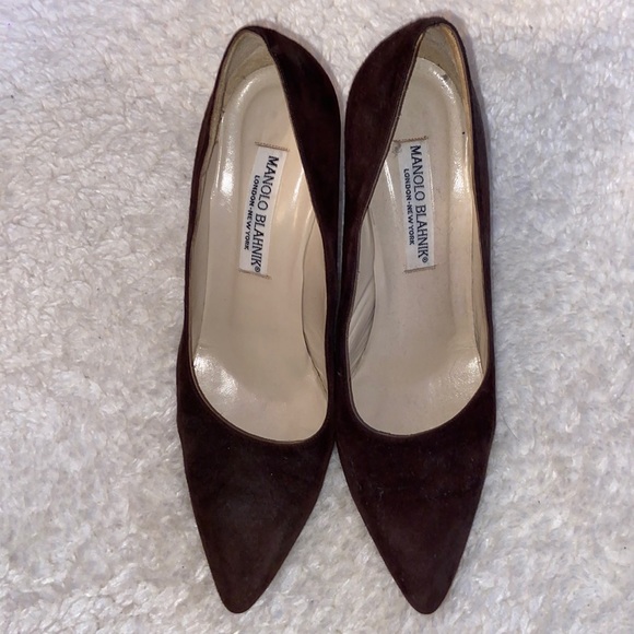 VINTAGE Manolo Blahnik Chocolate Brown Heels - Picture 1 of 5